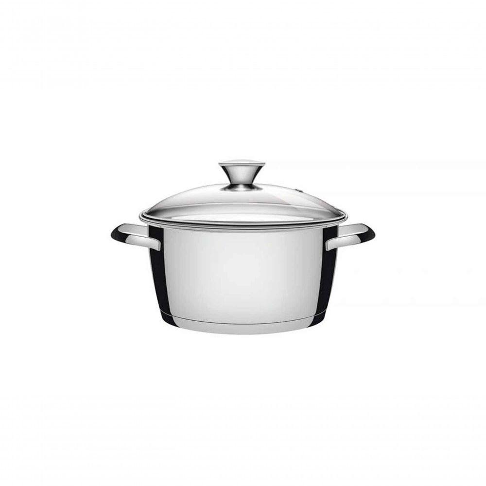 Caçarola Funda Allegra Em Aço Inox Com Fundo Triplo E Tampa De Vidro 18 Cm 2,2 L - 1