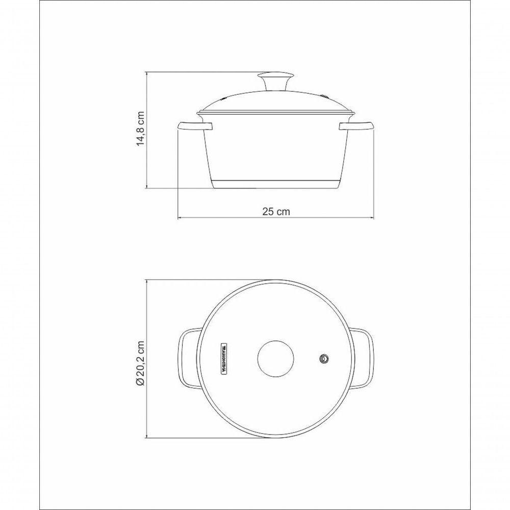 Caçarola Funda Allegra Em Aço Inox Com Fundo Triplo E Tampa De Vidro 18 Cm 2,2 L - 2