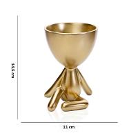 Vaso Decorativo Bob Robert Sentado Em Poliresina Dourado 14,5 Cm M02 - D'rossi - 2