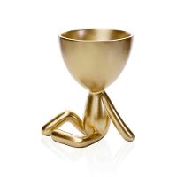 Vaso Decorativo Bob Robert Sentado Em Poliresina Dourado 14,5 Cm M02 - D'rossi