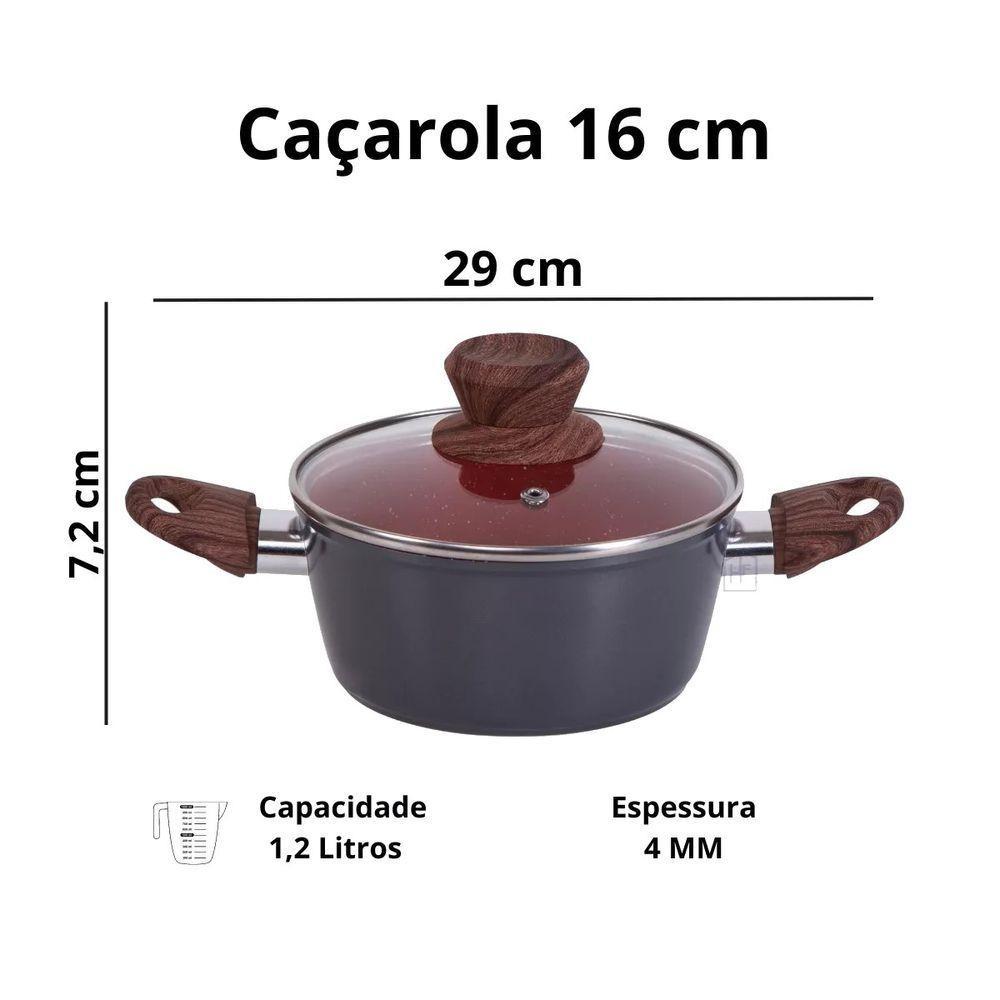 Panela Caçarola Nano Cerâmica Antiaderente Indução Tv 16cm - 4