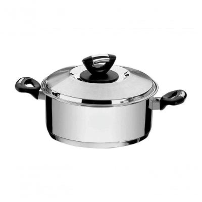 Caçarola Tramontina Solar Baquelite Rasa Em Aço Inox Fundo Triplo Com Tampa Alças Baquelite 24 Cm 4