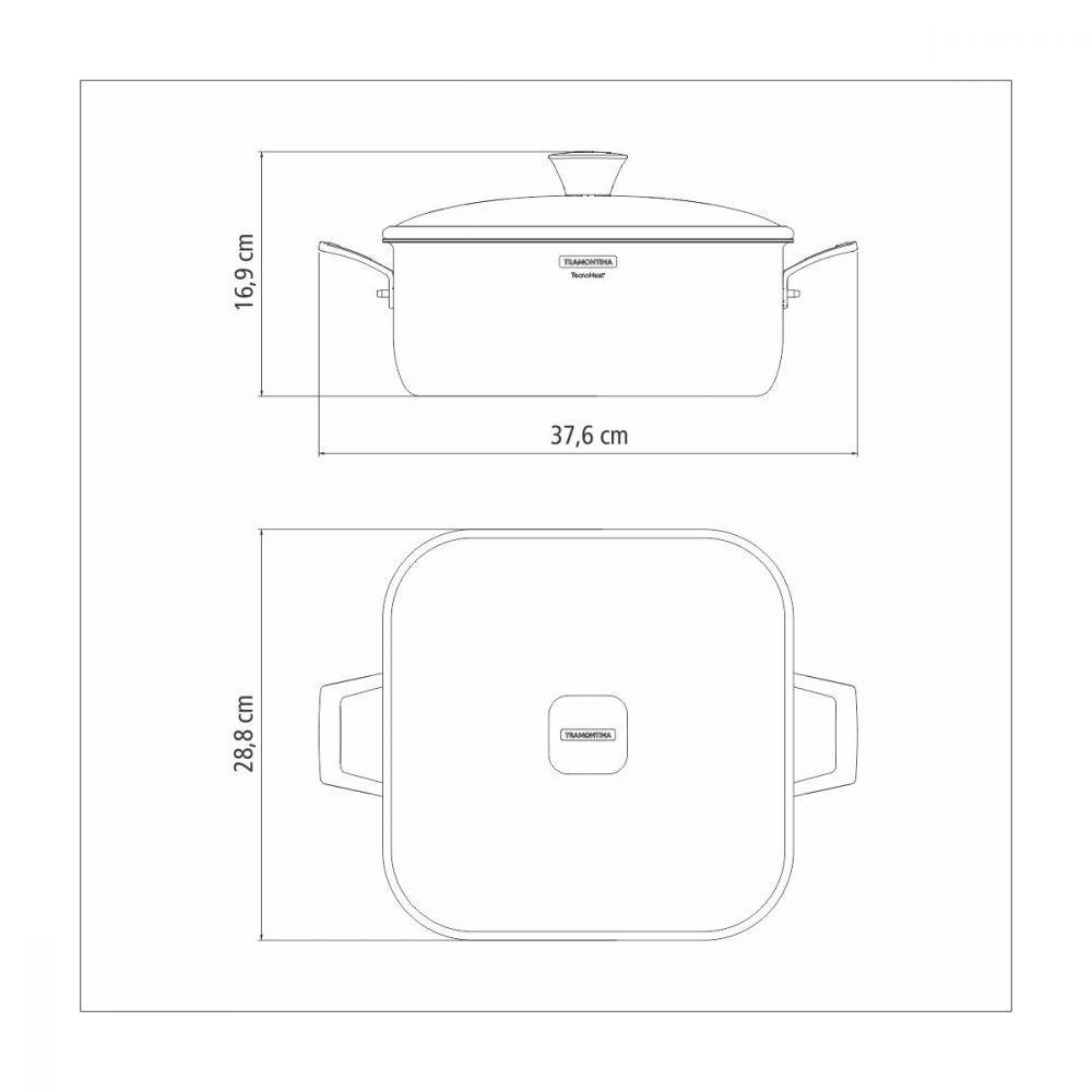 Caçarola Tramontina Grano Quadrada em Aço Inox 7,3 Litros - 3
