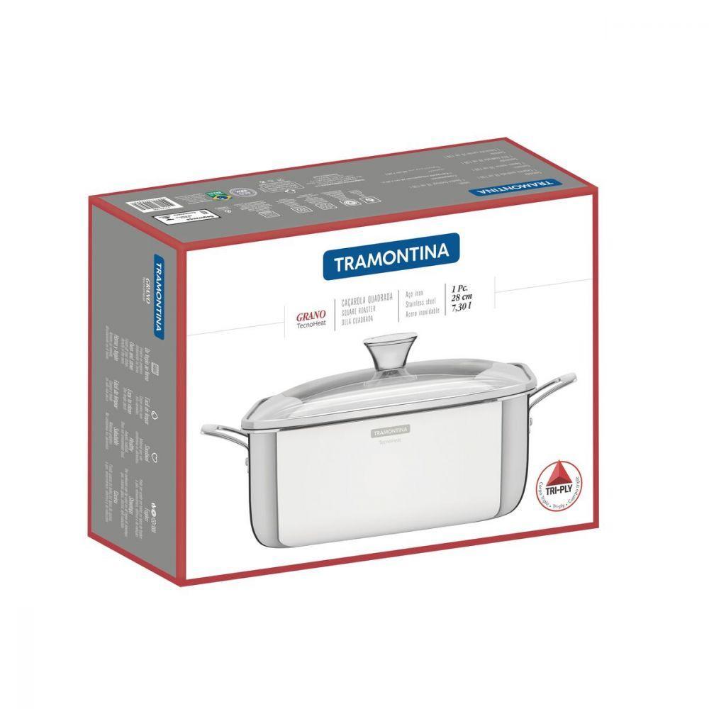 Caçarola Tramontina Grano Quadrada em Aço Inox 7,3 Litros - 4