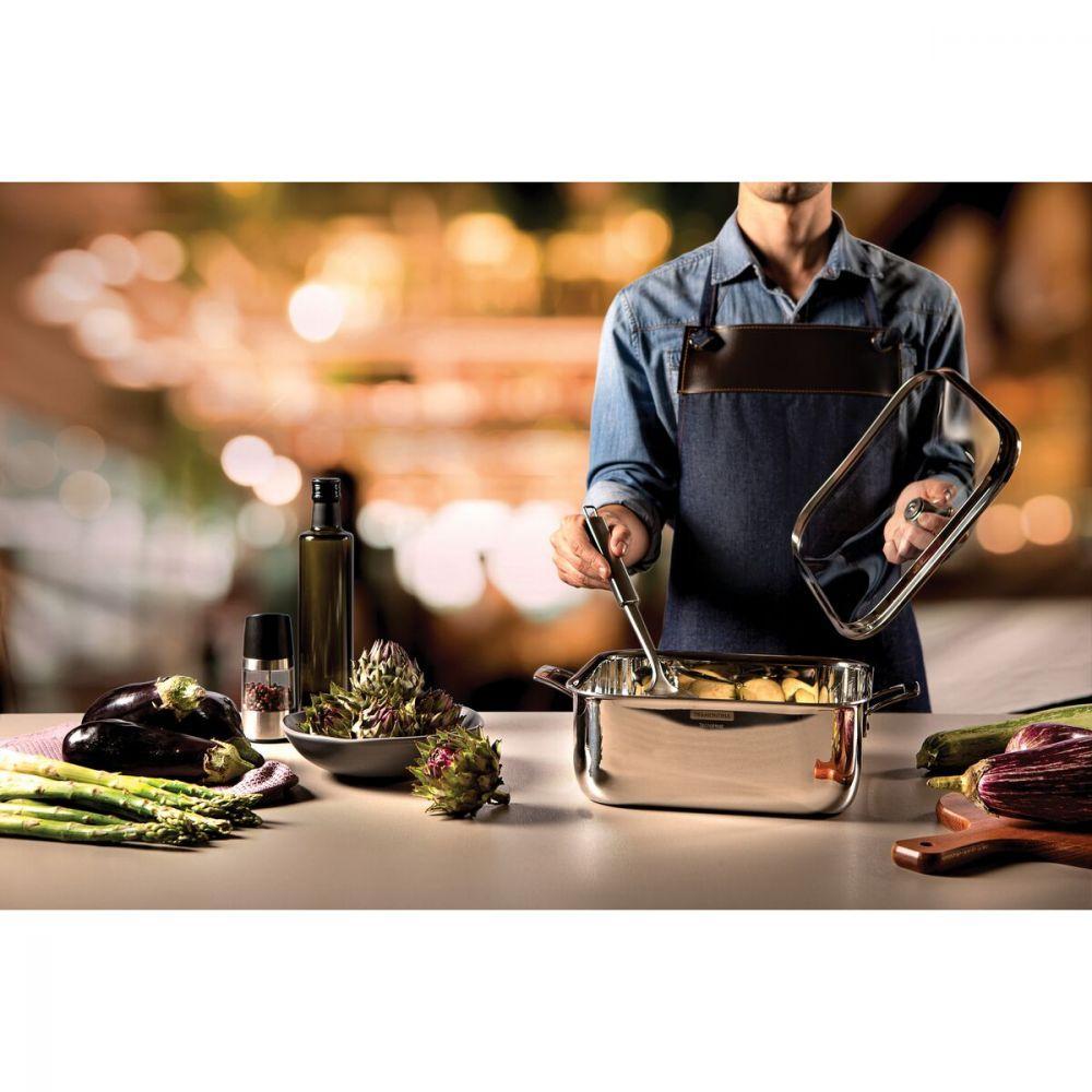 Caçarola Tramontina Grano Quadrada em Aço Inox 7,3 Litros - 7