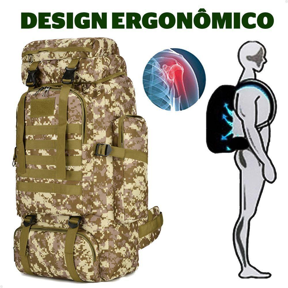 Mochila Tática Lorben Camuflada Militar Trilha Camping Trekking Aventura 80 Litros - 4