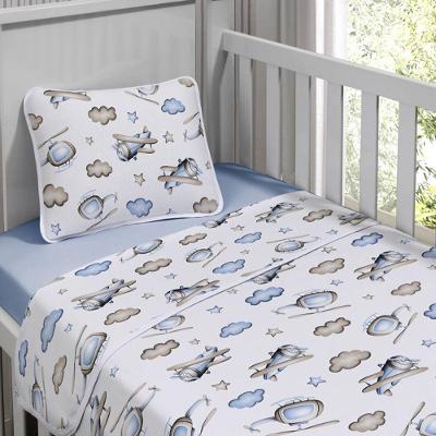 Jogo De Cama Tecebem Baby Malha 100% Algodao Estampado Kim 3 Peças Azul
