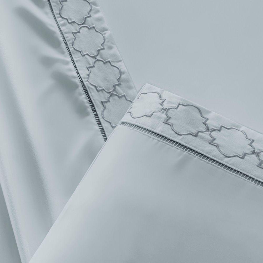 Jogo De Lençol Helena Casal 4 Peças Micropercal 400 Fios Ponto Palito Macio - Cinza - 3