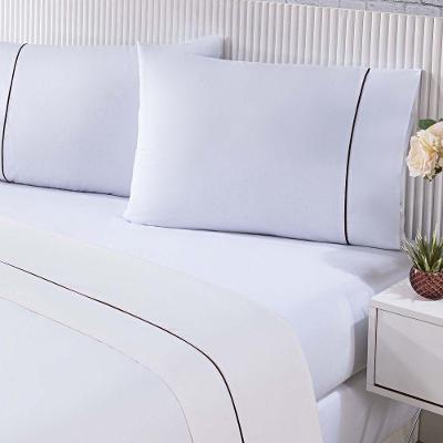 Jogo De Cama Lençol 100% Algodão Percal 150 Fios King Gran Moratta 4 Peças - Branco E Palha.