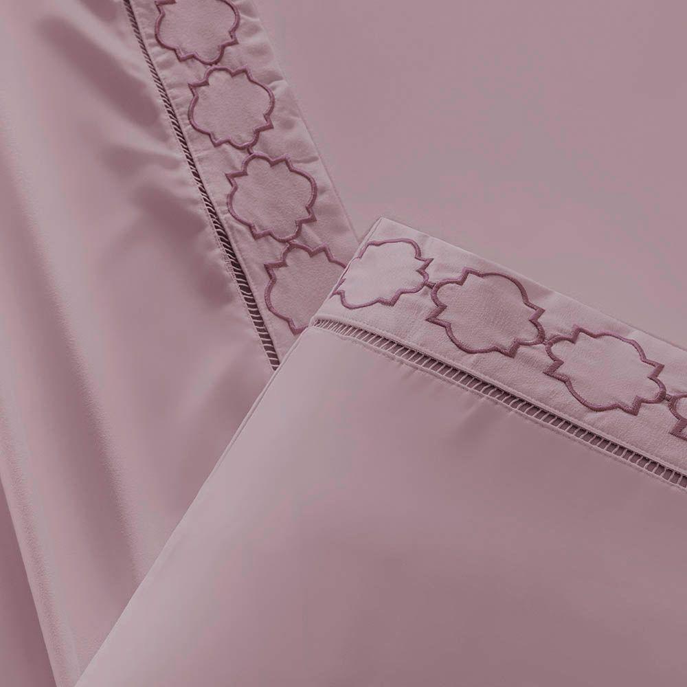 Jogo De Lençol Helena Queen 4 Peças Micropercal 400 Fios Ponto Palito Macio - Uva - 5