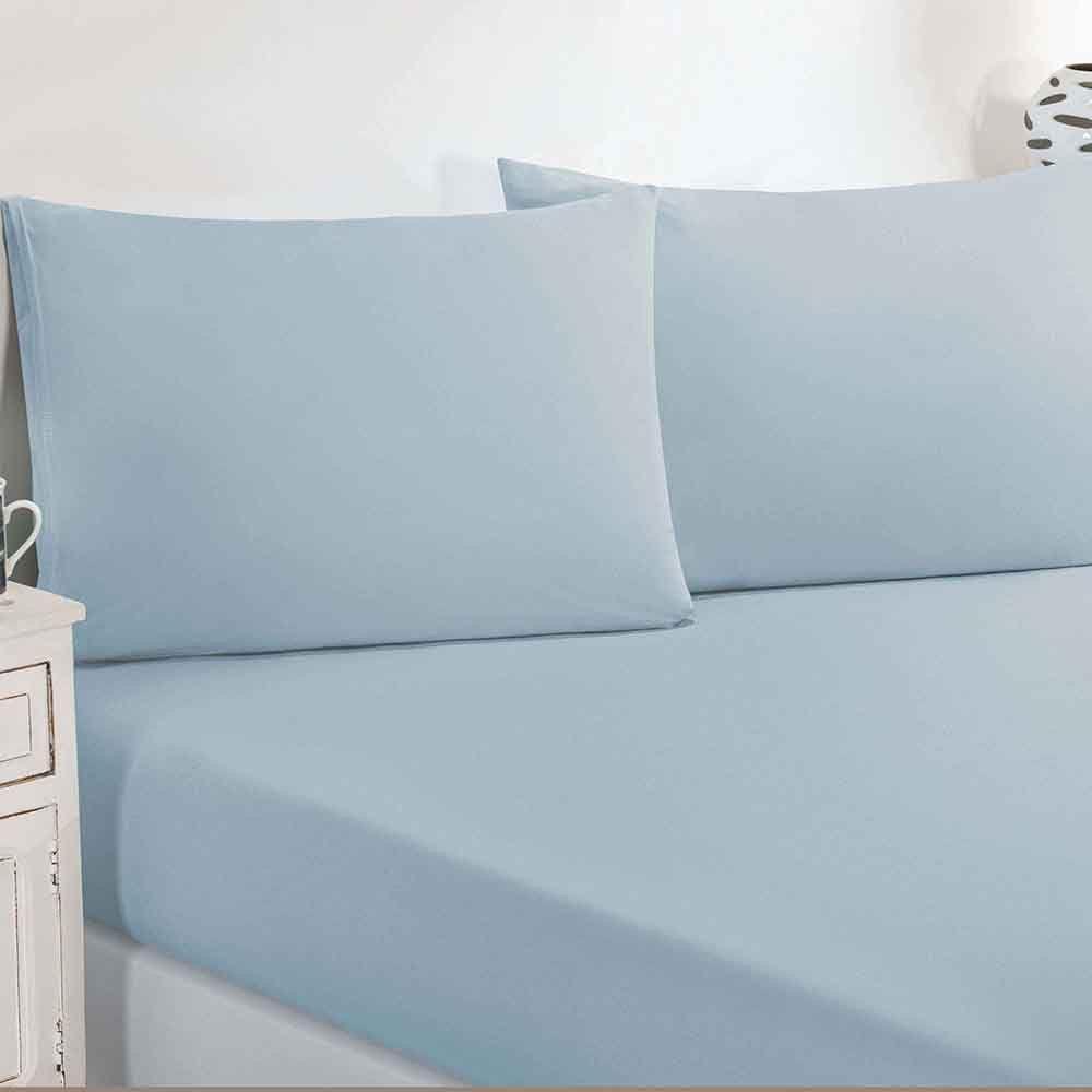 Jogo De Cama Malha Lençol 100% Algodão Gran Moratta 3 Peças Queen - Azul Bebê - 1