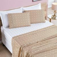 Jogo De Lençol Queen Petit Poa 200 Fios 4 Peças Cor Poa Caqui - 1