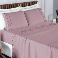 Jogo De Lençol Helena King 4 Peças Micropercal 400 Fios Ponto Palito Macio - Uva - 2