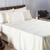 Jogo De Lençol Helena Queen 4 Peças Micropercal 400 Fios Ponto Palito Macio - Palha - 5