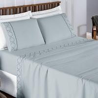 Jogo De Lençol King Infinity 300 Fios Bordado 4 Peças Cor Cinzaa - 1