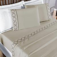 Jogo De Lençol Helena Queen 4 Peças Micropercal 400 Fios Ponto Palito Macio - Cáqui - 1