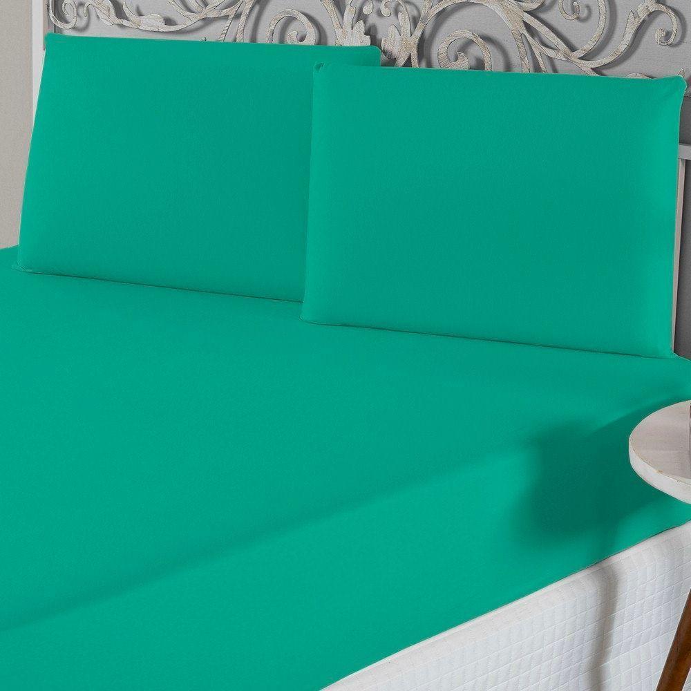 Jogo De Lençol King Malha 100% Algodão 3 Peças Cor Jade - 1
