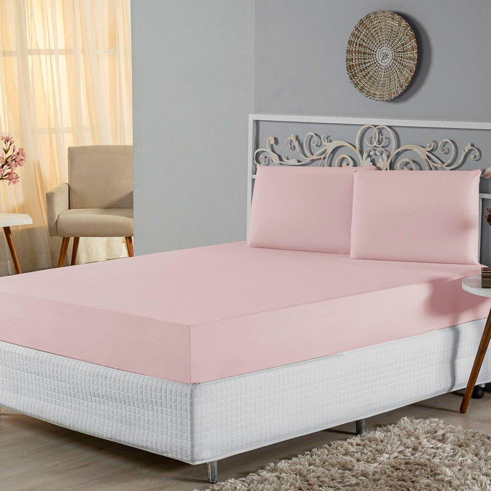 Jogo De Lençol King Malha 100% Algodão 3 Peças Cor Rosa - 2