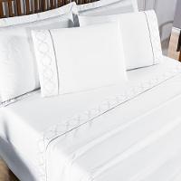 Jogo De Lençol Helena Queen 4 Peças Micropercal 400 Fios Ponto Palito Macio - Branco - 1