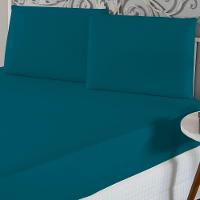 Jogo De Lençol Casal Padrão Malha 100% Algodão 3 Peças Cor Azul Petróleo - 2