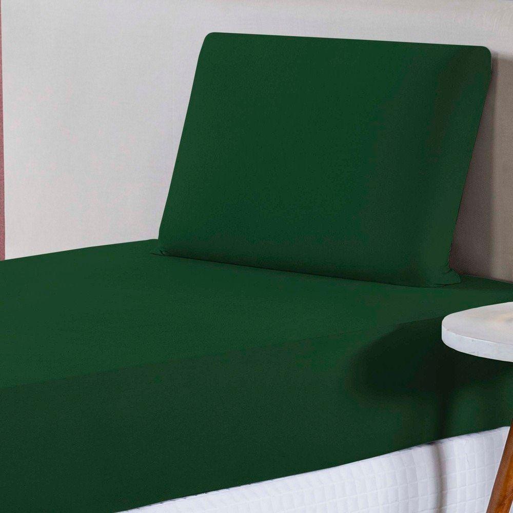 Jogo De Lençol Solteiro Malha 100% Algodão 2 Peças Cor Verde Bandeira - 2
