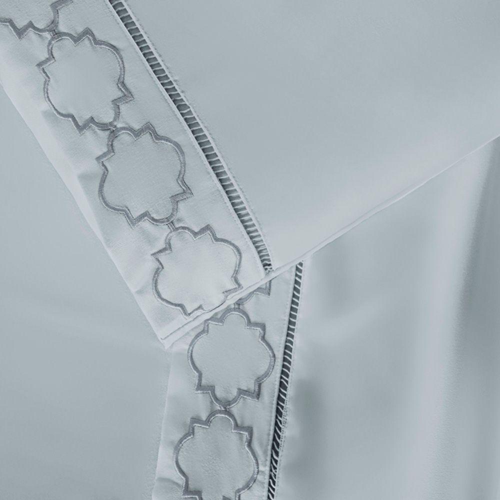 Jogo De Lençol Helena Queen 4 Peças Micropercal 400 Fios Ponto Palito Macio - Cinza - 4