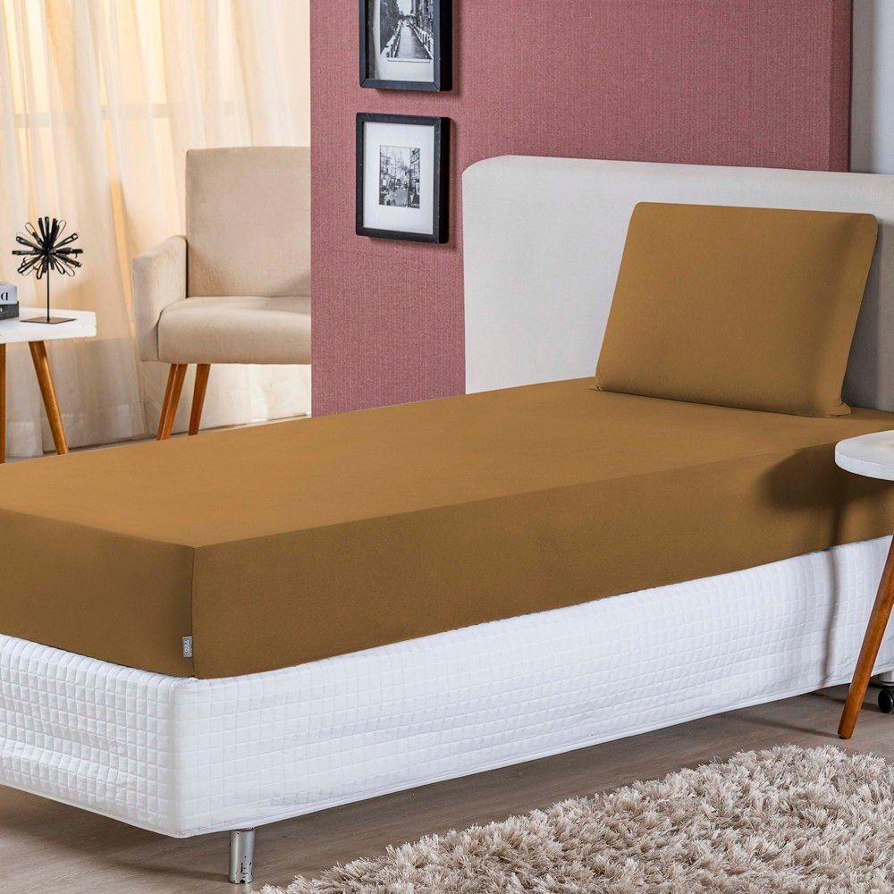 Jogo De Lençol Solteiro Malha 100% Algodão 2 Peças Cor Laranja - 10