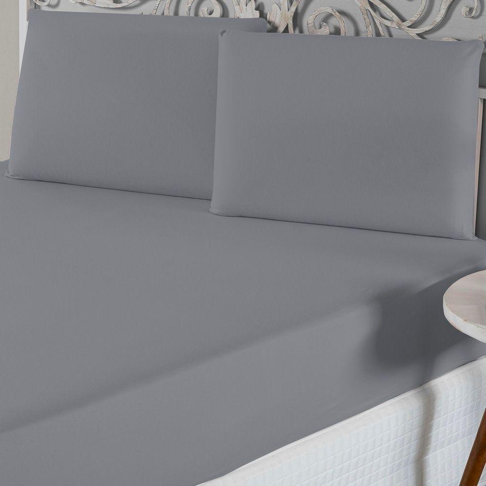 Jogo De Lençol Casal Padrão Malha 100% Algodão 3 Peças Cor Cinzaa - 2