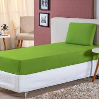 Jogo De Lençol Solteiro Malha 100% Algodão 2 Peças Cor Pistache - 1