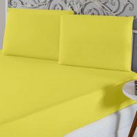 Jogo De Lençol Casal Padrão Malha 100% Algodão 3 Peças Cor Amarelo - 2