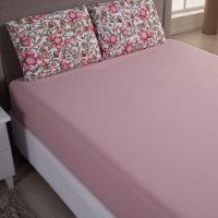 Jogo Cama Lençol Sonnet Casal Padrão Malha Estampada 100% Algodão 3 Peças - Flores - Rosê - 1