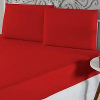 Jogo De Lençol Queen Malha 100% Algodão 3 Peças Cor Vermelho - 1