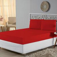 Jogo De Lençol Queen Malha 100% Algodão 3 Peças Cor Vermelho - 2