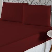 Jogo De Lençol King Malha 100% Algodão 3 Peças Cor Vinho - 1