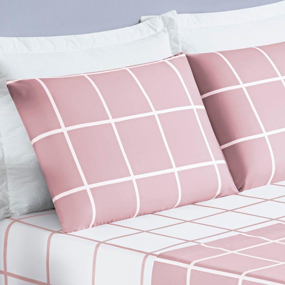 Jogo De Cama Com Lençol De Cima 200 Fios Austin Queen 04 Peças - Rosa - 2