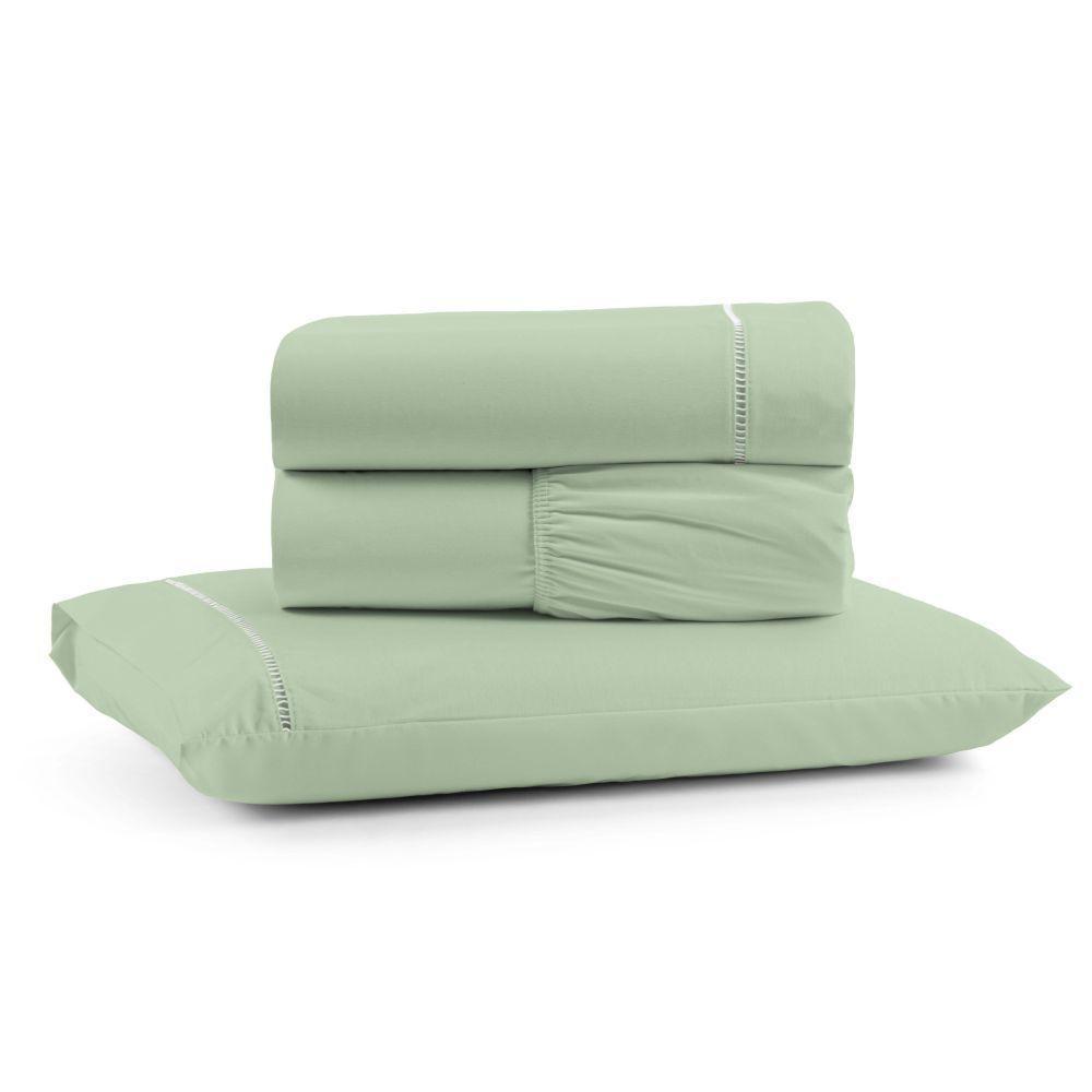 Jogo De Lençol Solteiro Mirante 100% Algodão 3 Peças - Verde - 1