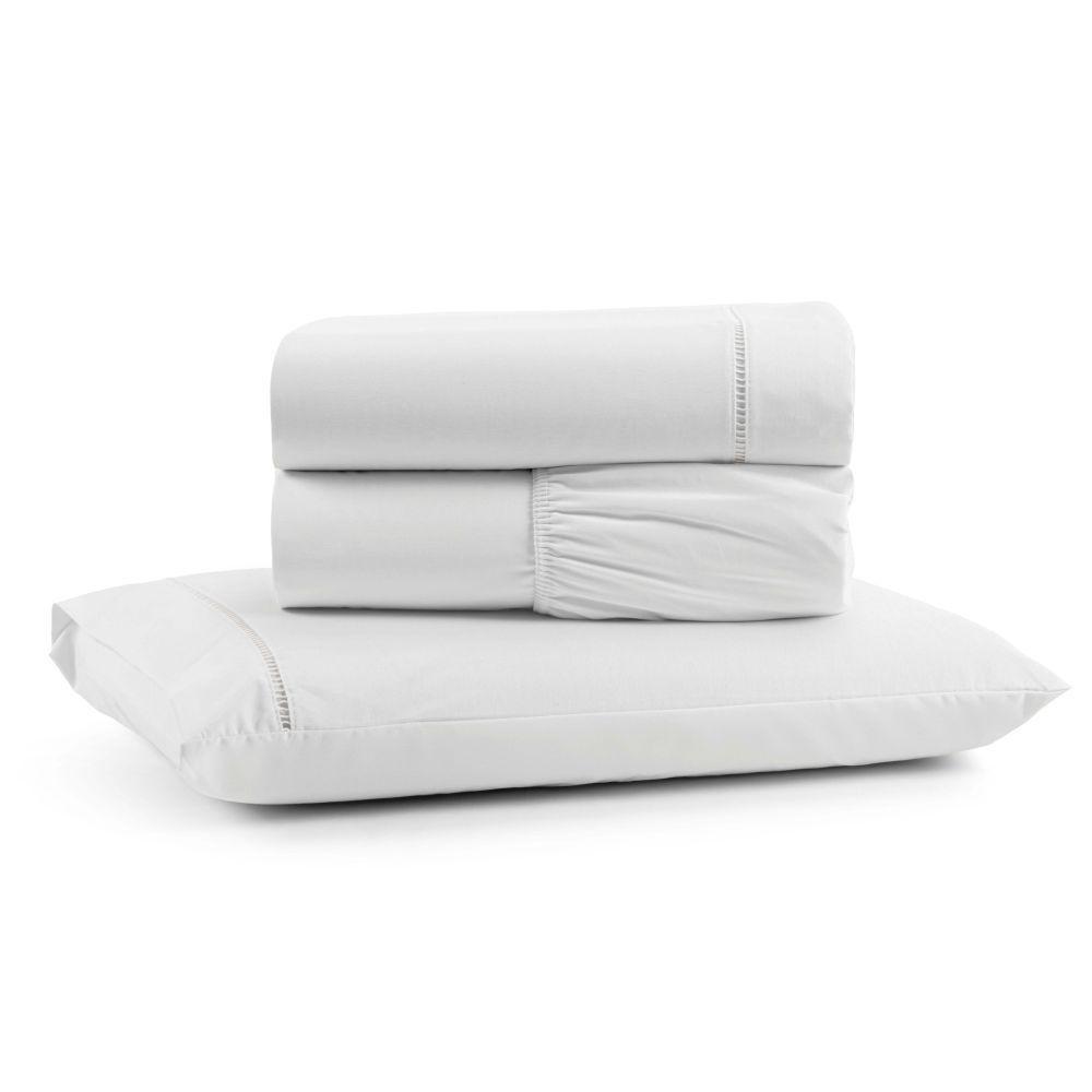 Jogo De Lençol Solteiro Mirante 100% Algodão 3 Peças Branco - 1