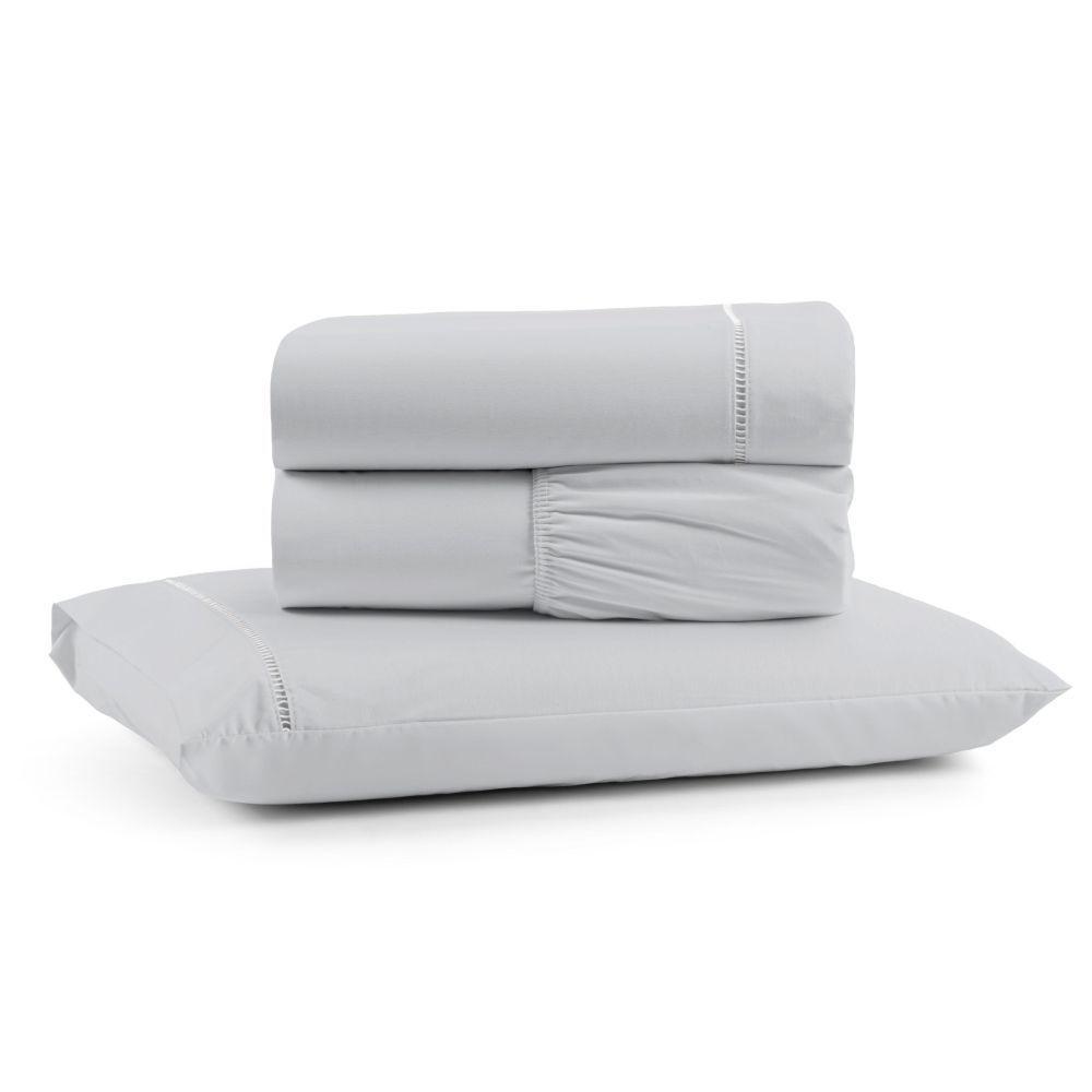 Jogo De Lençol Solteiro Mirante 100% Algodão 3 Peças - Cinza - 1