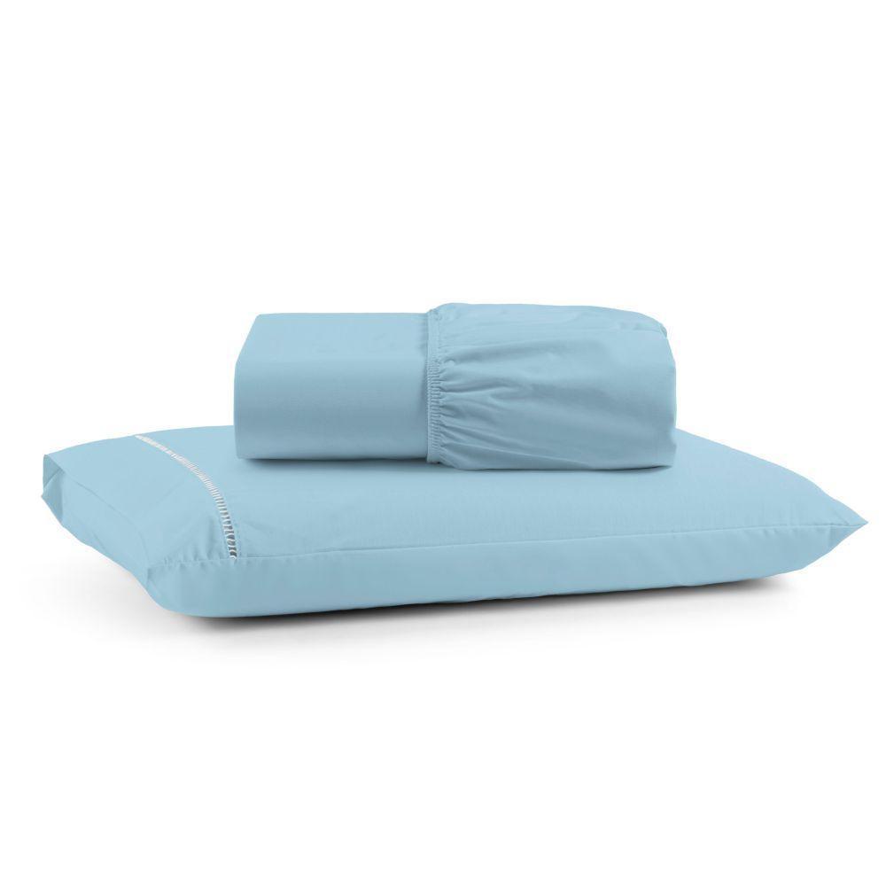 Jogo De Lençol Solteiro Mirante 100% Algodão 2 Peças - Azul - 1