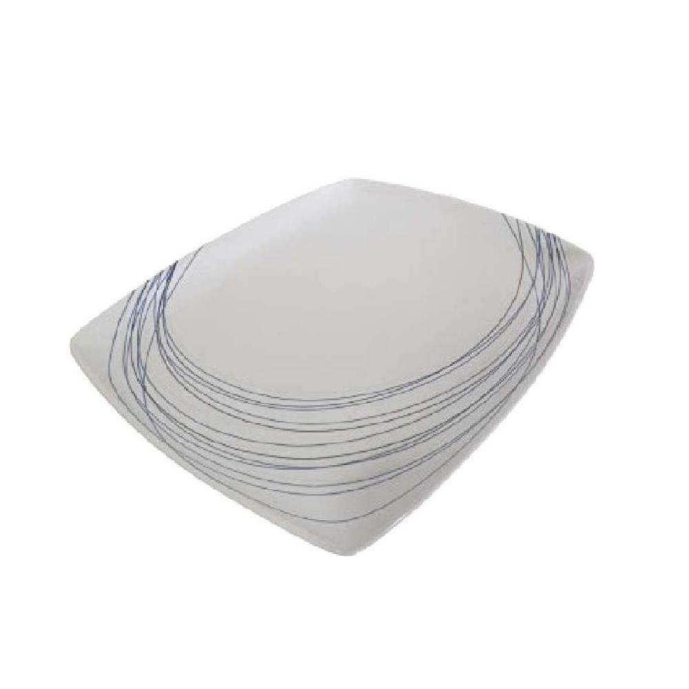 Travessa Rasa Retangular Porcelana Italiana Jantar Bugatti - 1