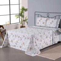 Jogo De Lençol Naturale Estampado Queen 4 Peças Ponto Palito Percal 180 Fios - Cinza Floral - 2