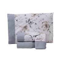 Jogo De Lençol Naturale Estampado Queen 4 Peças Ponto Palito Percal 180 Fios - Cinza Floral - 3