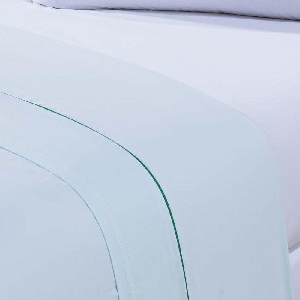 Jogo De Cama Lençol 100% Algodão Percal 150 Fios King Gran Moratta 4 Peças - Branco E Verde. - 2