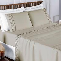 Jogo De Lençol Helena Casal 4 Peças Micropercal 400 Fios Ponto Palito Macio - Cáqui - 2