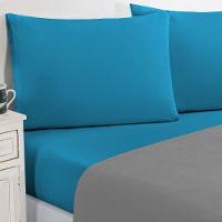 Jogo De Cama Malha Lençol 100% Algodão Gran Moratta 4 Peças Queen - Cinza-azul Turqueza - 2