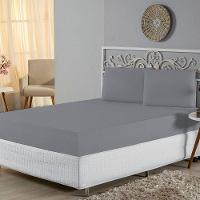 Jogo De Lençol King Malha 100% Algodão 3 Peças Cor Cinzaa - 2