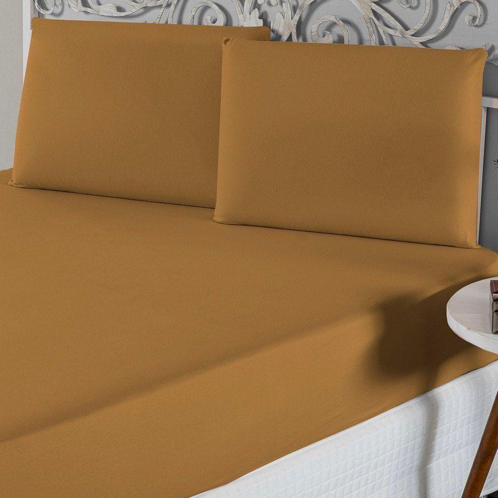 Jogo De Lençol Queen Malha 100% Algodão 3 Peças Cor Cobre - 1