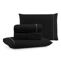 Jogo De Lençol Queen Mirante 100% Algodão 4 Peças - Preto - 1