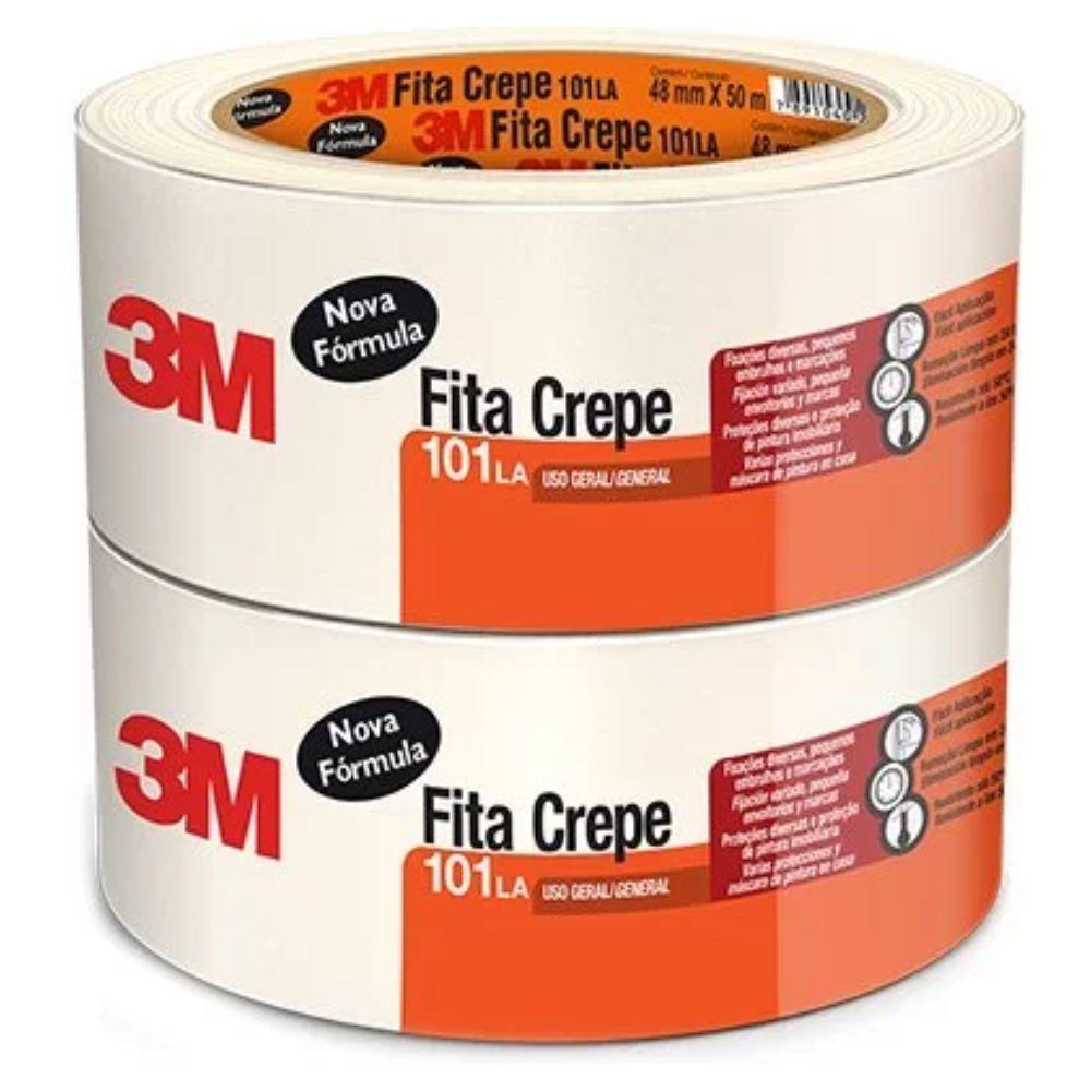 Fita Crepe 101la 48mm X 50m Com 2 Rolos 3m - 1