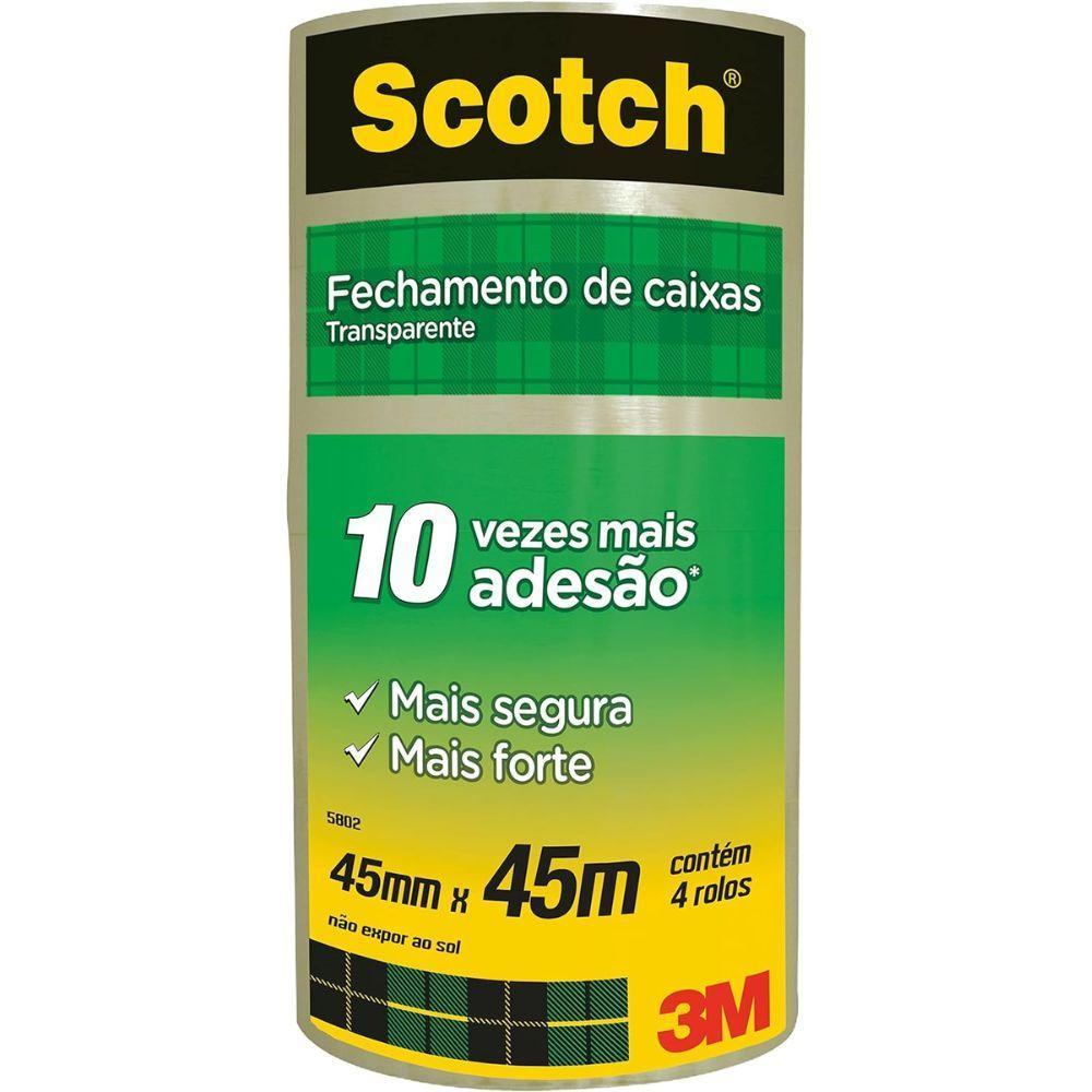 Fita Larga Adesiva 3m 45mm X 45m Com 4 Rolos Scotch 3m - 1